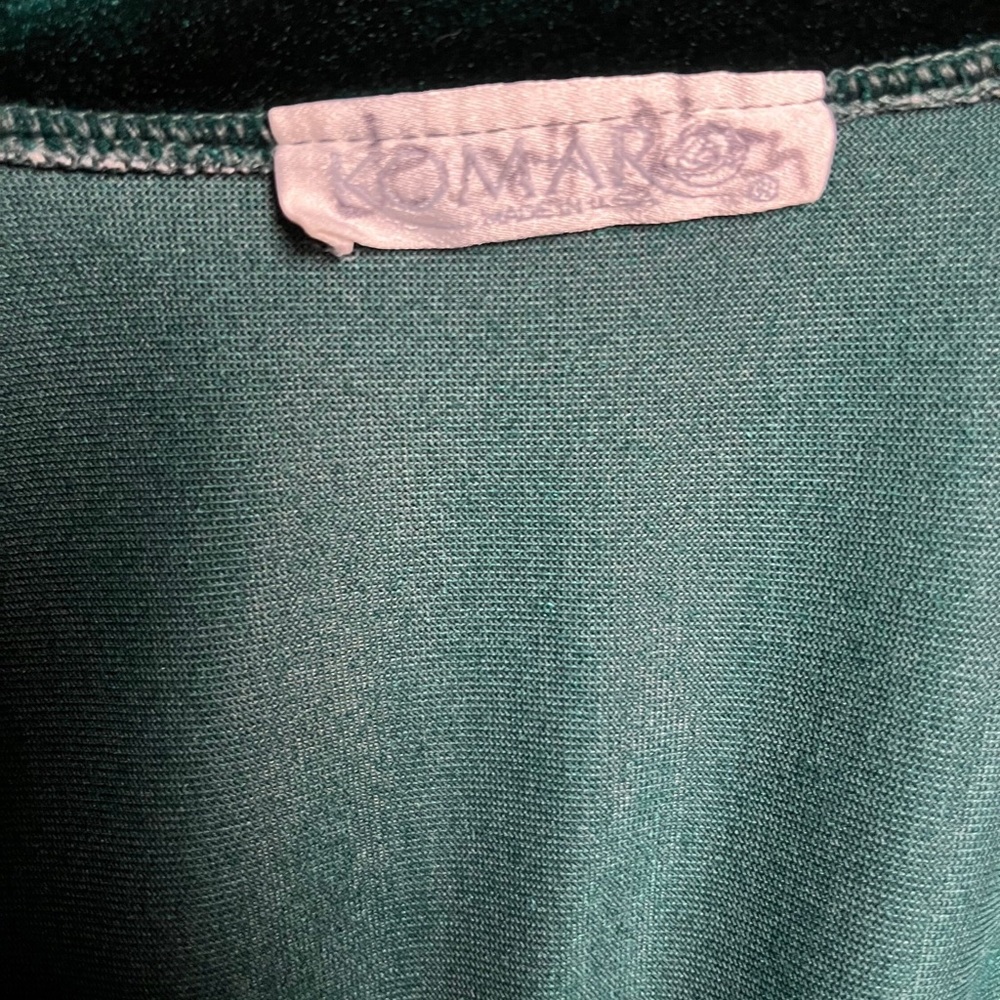 Komar ~ Vintage ~ Women’s Large ~ Velvet  ~ Green Robe W/ Floral Lace - Picture 16 of 16